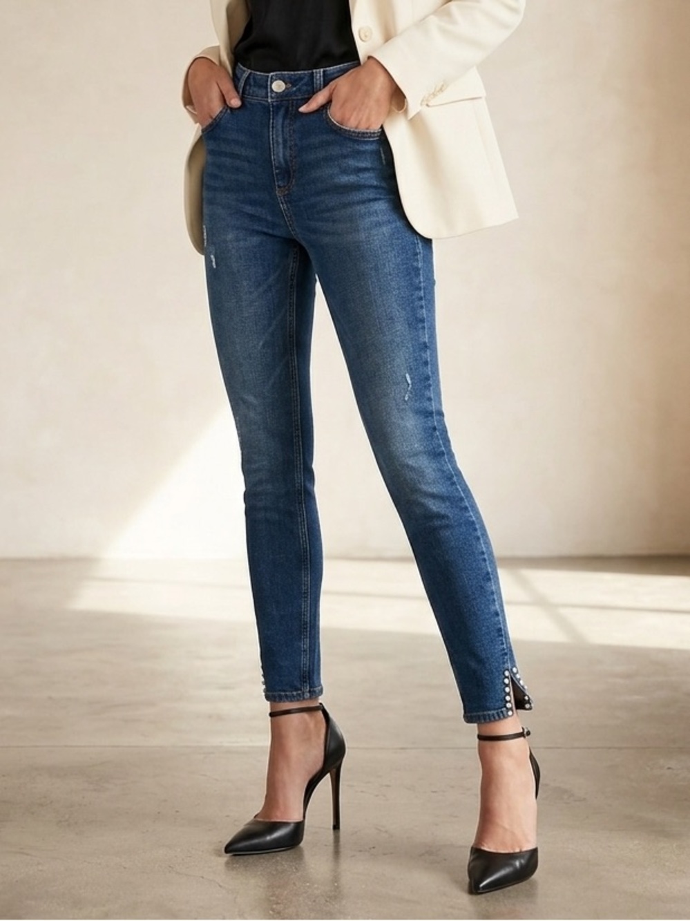 Zara Slim Dark Blue Skinny Jeans for Women